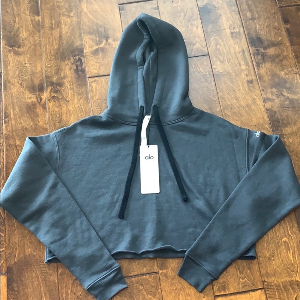 Alo Yoga Crop hoodie Color: Anthracite Size: S